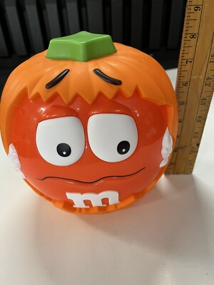 M&M's Candy Orange Halloween Pumpkin Plastic Candy Dish Bowl