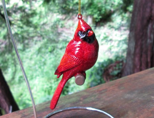 Adorno colgante pájaro cardenal rojo 4" poliestireno - Imagen 4 de 10