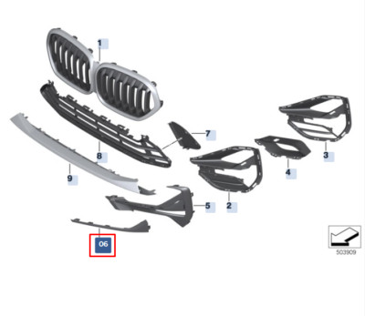BMW ピンズセット BMW X1 F48 Front Bumper Left Side Grille Trim 51117954257 7954257