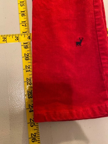 Red Corduroy Janie And Jack Kids Pants W/ Embroidered Stag Christmas Size 10 - Picture 8 of 9