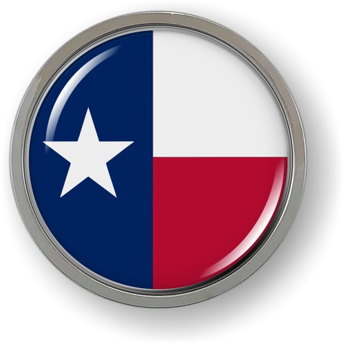 Emblem Car Sticker 3d Decal Chrome ROUND Bezel - Flag of Texas - Picture 17 of 17