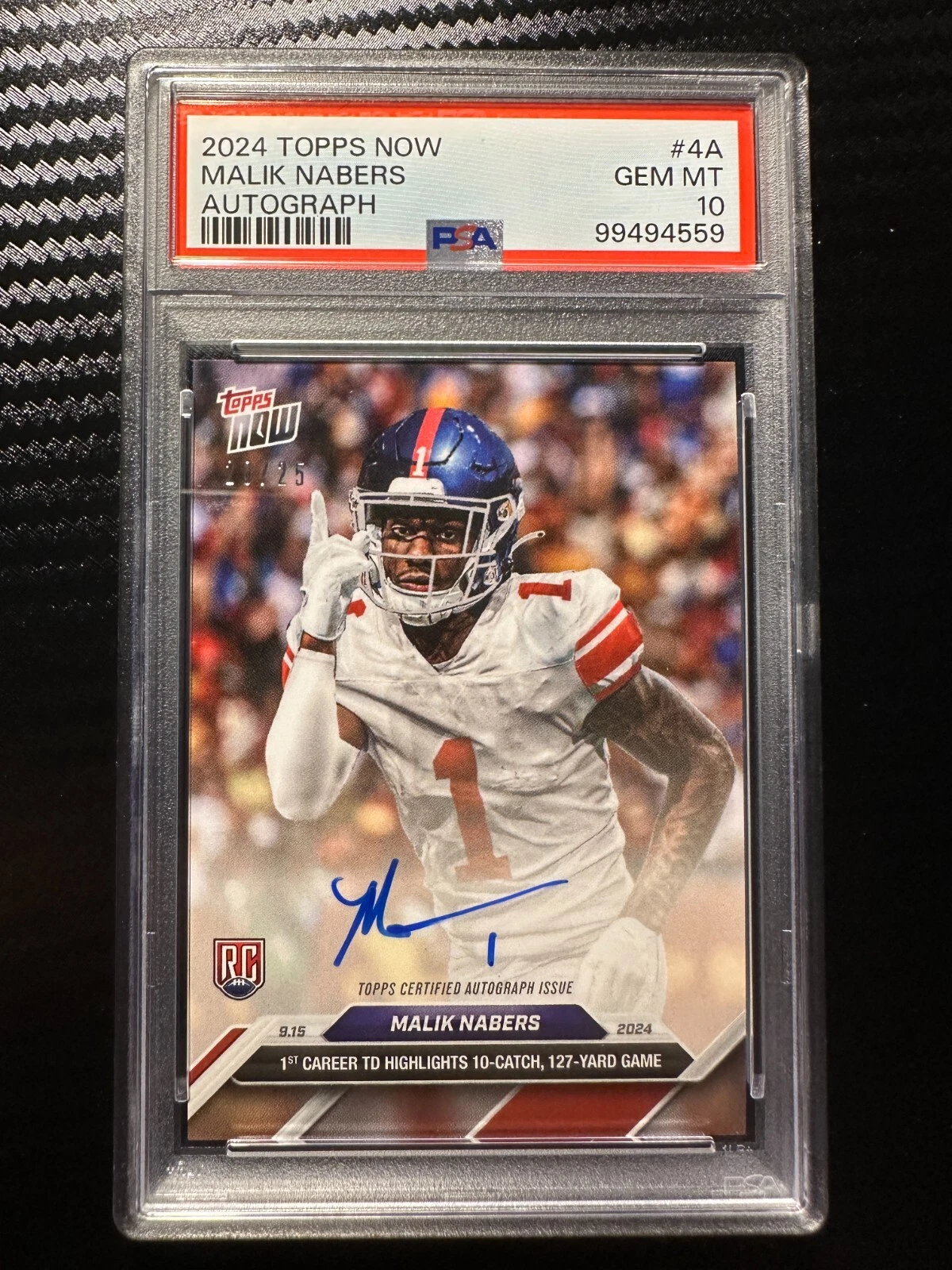 Malik Nabers Topps Now #4A Autograph