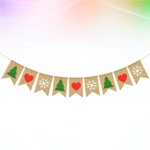 2 Sets Christmas Linen Banner Christmas Garlands Christmas Party Banner - Imagen 10 de 11