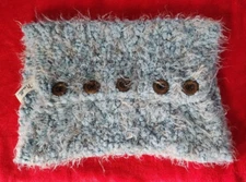 Unique SIMPLY NOELLE Handwarmer MUFF Baby Blue & Silver Super Soft Crochet