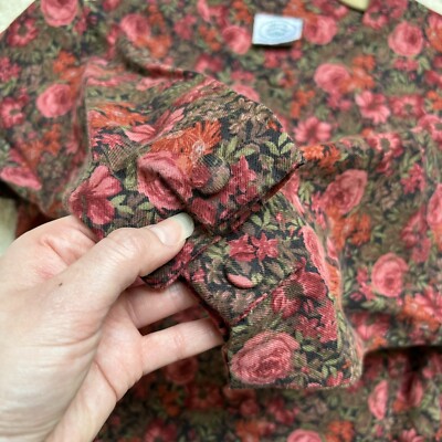 Vintage Laura Ashley Wool Cotton Red Floral Great Britain Dress US