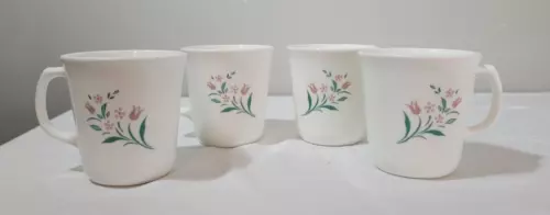 Corning Ware Corelle Rosemarie Tulip Coffee Mugs Cups - Set of 4