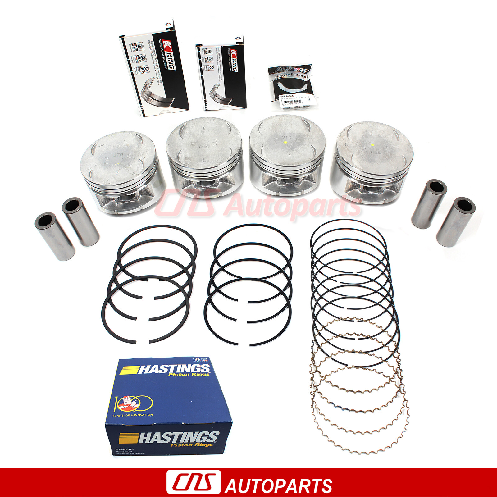 For 9296 Honda Prelude 2.3L L4 DOHC Engine Pistons, Rings & Bearing