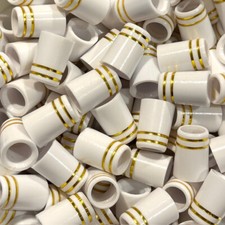  12 Premium Quality Iron Ferrules White w/ Double Gold Ring 0.75" - .355 .370