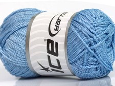 Light Blue Macrame Cord 21647 Ice Yarns Polyester 100gr 174yds Plain Solid Color