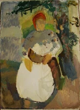 Ukrainian Soviet Oil Painting postimpressionism female figure woman 