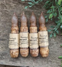 Set 4 Ivory Cinnamon  Taper TIMER Candle 4" battery operated Grungy Primitive