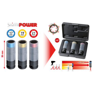 KS TOOLS  1/2'' SlimPOWER Impact-Stecknuss-Satz, 3-tlg.515.0990 Radverschraubung