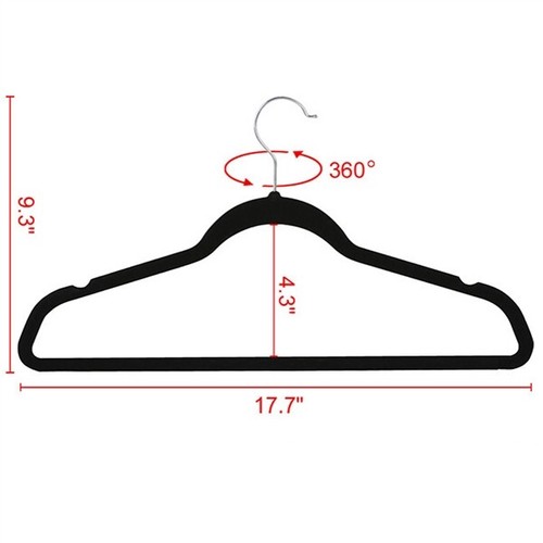 Non-Slip Flocked Velvet Hangers Clothes Hangers Suit/Shirt/Pants 100/200/300/400 - Picture 2 of 26