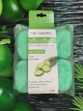 SKINUTRIENTS~COOL CUCUMBER PUNCH~40+ WASHES BODY WASH IN A SPONGE 2 SPONGE PACK