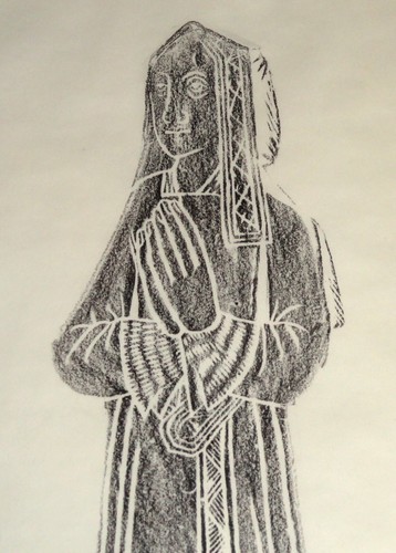 Vintage Monumental Brass Grave Rubbing 16th Century English Couple Lady & Knight - Picture 6 of 16