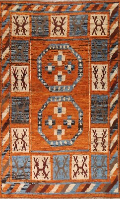 Tribal Geometric Orange Moroccan Oriental Area Rug Hand-knotted Wool Carpet 7x10
