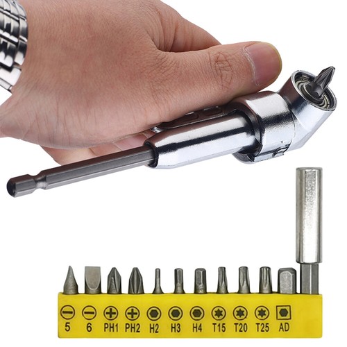 - 105 Degree Right Angle Drill Adapter 1/4in Hex Shank Screwdriver Bit Tool - Photo 15/18