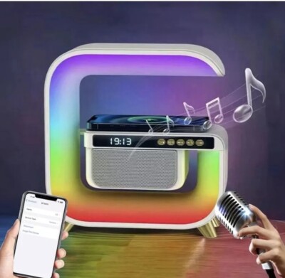 Multifunctional Mini Speaker: Wireless Charging, RGB Night Light, Contemporary 