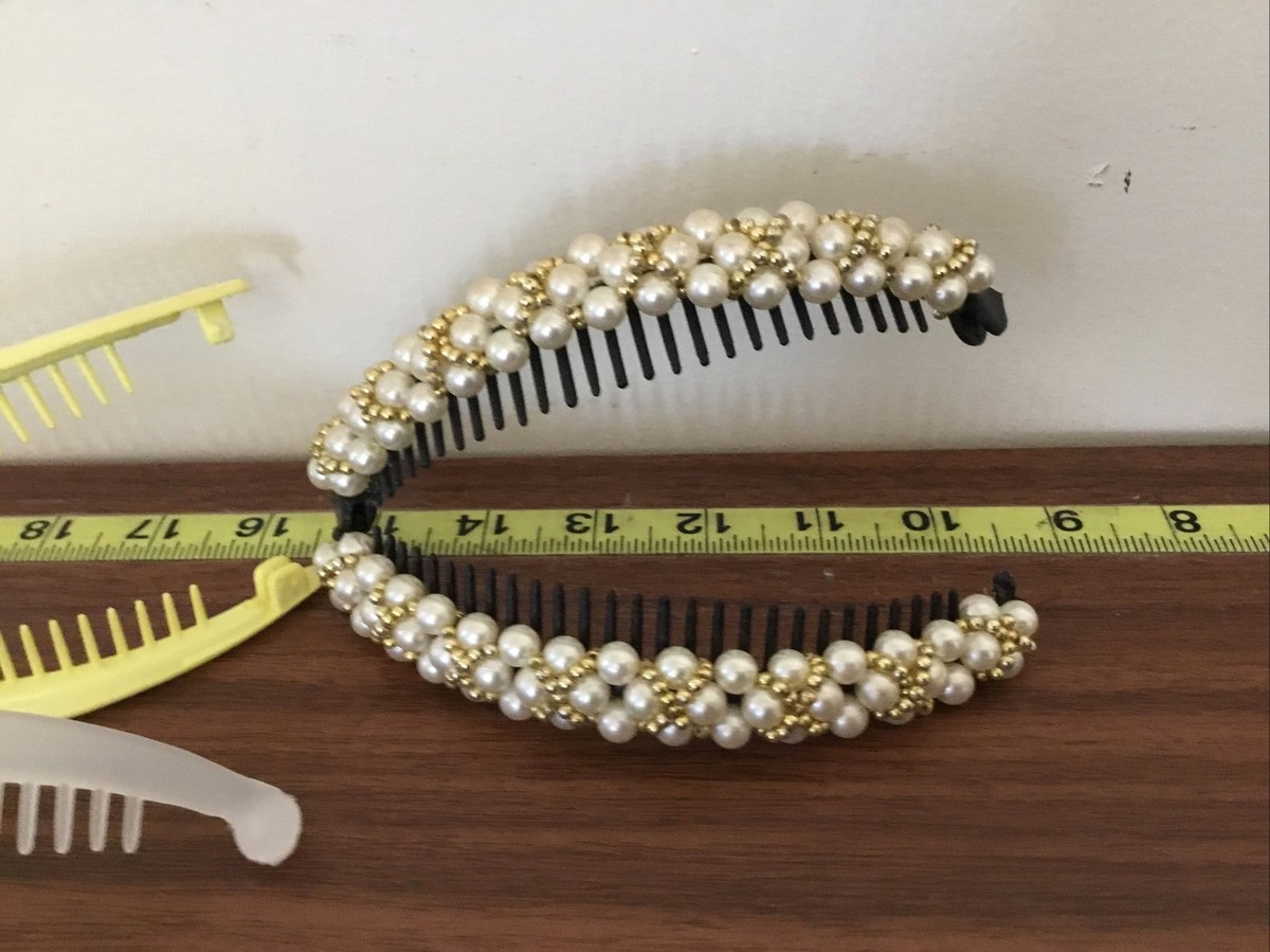 VINTAGE HAIR CLIP CLINCHER Pearls Plastic Scunci LOT OF 5 E View 4