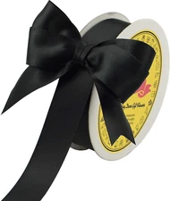 Black Double Face Satin Ribbon 1 Inch X 25 Yards Spool Very Suitable for Wedding