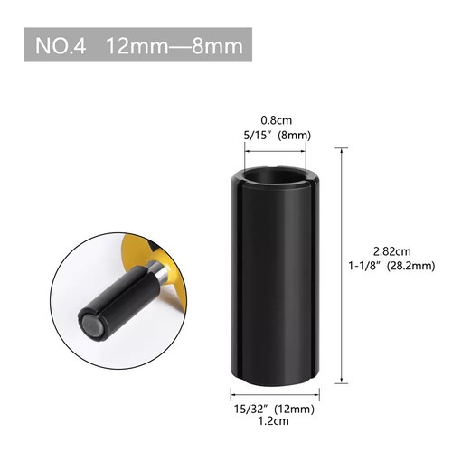 Set(9) Adapter Converter Router Collet Reduction Sleeve Tool Bit Connector - Picture 9 of 14