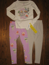 New girls Carter's 4 pajamas sleepwear pjs tops pants 3 piece set 100 cotton