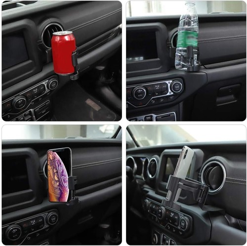 Multi-Function Drink Cup Phone Holder Stand Bracket Fit 2018 Jeep Wrangler JL Z1 - Picture 3 of 6