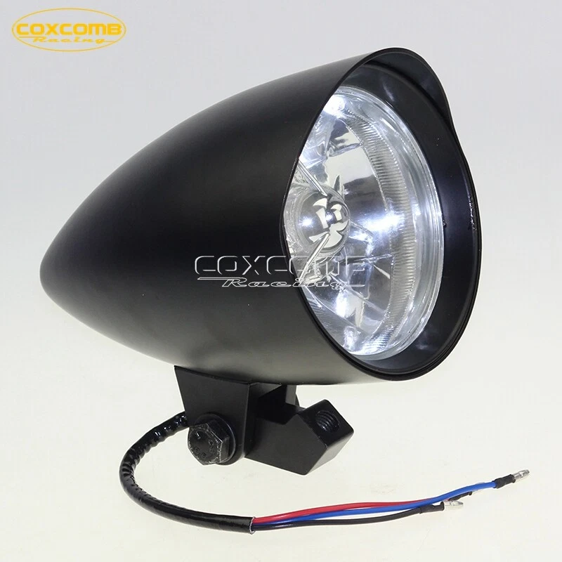 Lámpara de bala visera de faro delantero de motocicleta de 4,5" para Harley Dyna Bobber Chopper Foto 3 de 4