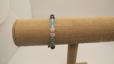 Intention Bracelet ''Well Being'' Rose Quartz Aqua Aura Amethyst Green Aventurine
