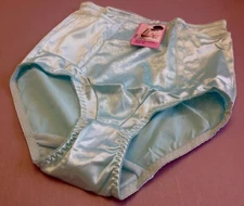 Women Briefs,Control Panties Ann Diane Size XL. Blue Satin W/2 Secret Pockets