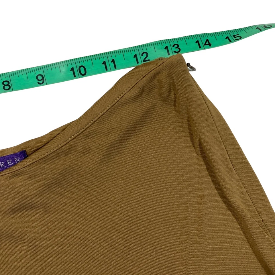 Pantalones de seda recortados camel bronceados etiqueta púrpura Ralph Lauren Collection talla 2 Foto 3 de 4