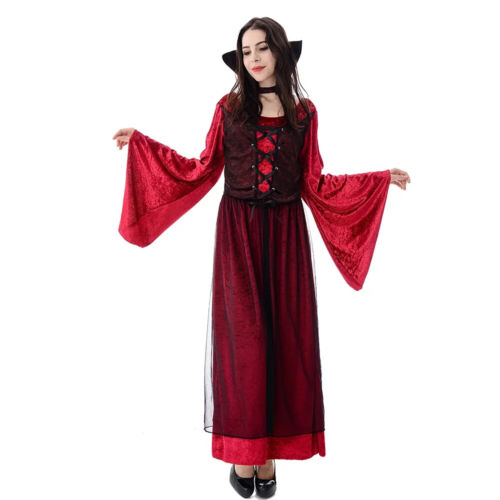 Women Vampire Dracula Costume Outfit Dress Halloween Party Small - Afbeelding 1 van 5