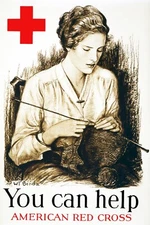 12676.Decor Poster.Home room vintage wall design.Knit Helps American Red Cross