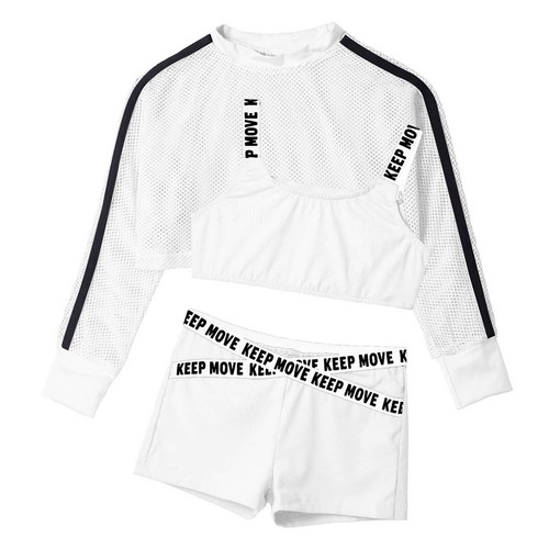 Kids Girl Cool Hip Hop Dance Outfits Workout Blouse Tank Top Boy Shorts 3pcs Set - Picture 32 of 37