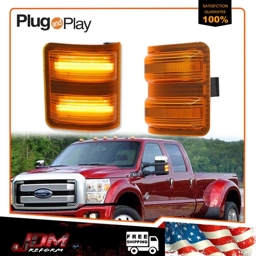 Amber Lens Full LED Side Mirror Marker Signal Light For Ford F250 F350 F450 F550