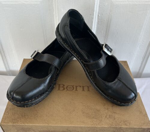 Born Women's Mary Jane Shoes Size 7.5 Leather Charcoal - Picture 1 of 19