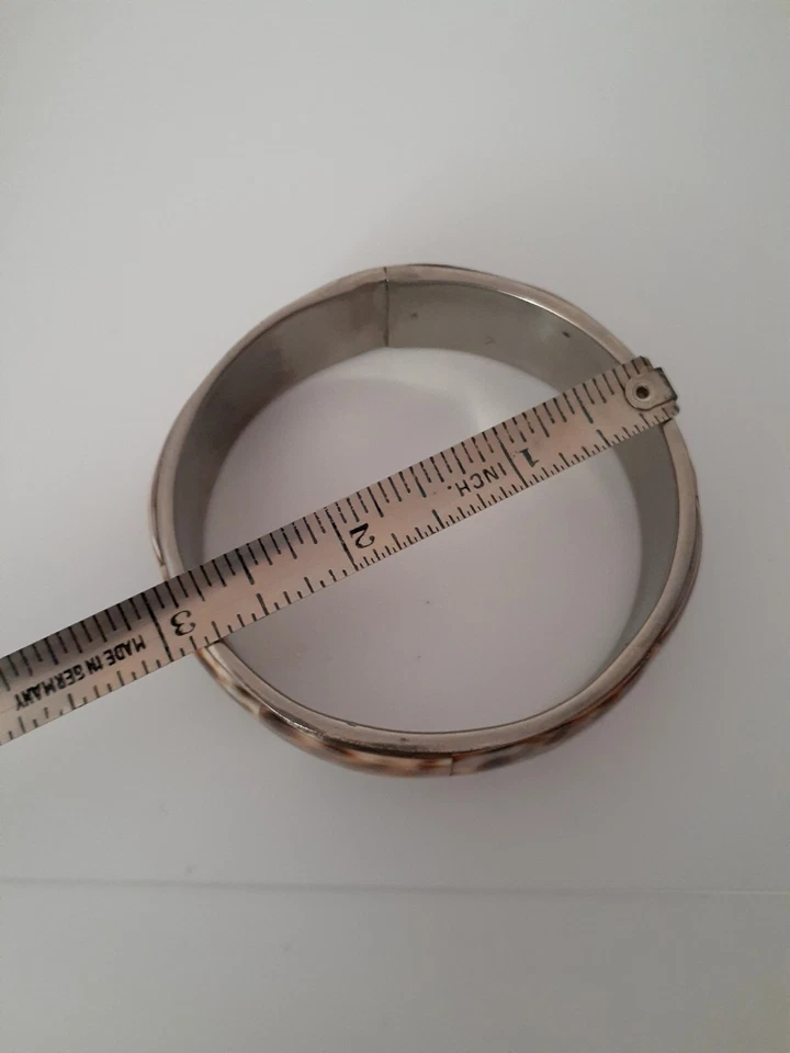 Natural TIGER COWRIE SHELL Spotted Brown brass bangle Bracelet f - Image 4 of 4