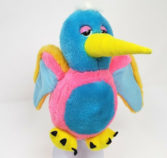 9" VINTAGE KELLYTOY BLUE & YELLOW & PINK BABY BIRD STUFFED ANIMAL PLUSH