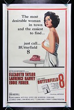 BUTTERFIELD 8 * CineMasterpieces 1960 ORIGINAL MOVIE POSTER ELIZABETH LIZ TAYLOR