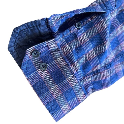 Tasso Elba Men's Bossini Plaid Button Up Long Sleeve XXL Blue Purple MSRP $59 - Picture 6 of 12