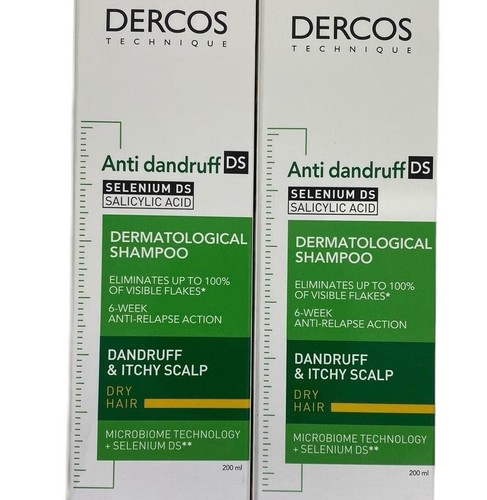 Vichy Dercos Anti-Dandruff &Itchy Scalp Shampoo 200ml x 2 bottles for Dry hair - Picture 3 of 9