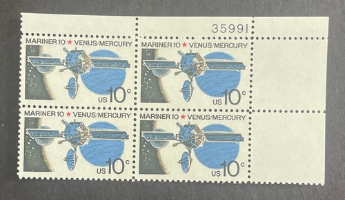 US 1556 1557 Pioneer Jupiter Mariner Venus Mercury unused plate blocks 1975 - Picture 7 of 11