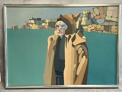 Surrealist Silva PALMEIRA (1934) 70er Portrait Landscape Ölbild auf Leinwand