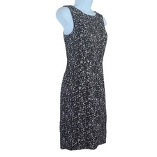 H&M Sleeveless Dress Black Gray & White Animal Inspired Print Cut Out Back Sz 4 