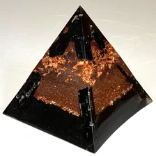 Black Tourmaline & Copper Orgonite Pyramid 3.75 inch (96mm) 14.8 oz Made in USA