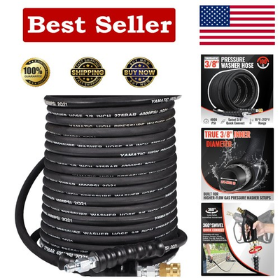 #ad Kink Resistant 100 FT 3 8quot; Pressure Washer Hose Durable Steel Braided Design $165.17