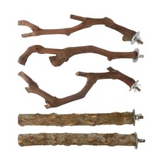 5PCS Bird Perch Stand Natural Wooden Parrot Stand Branch,3 Grape Wood Perch,2...