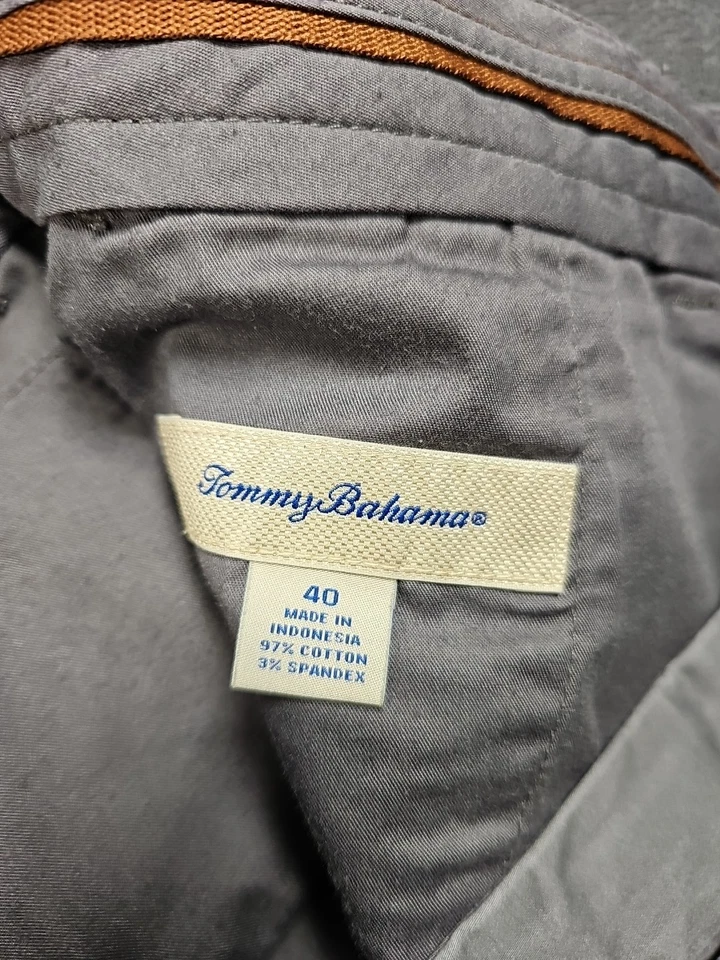 Tommy Bahama Boracay Pantalones Cortos Hombres 40 Gris Niebla Chino 10" Frente Plano Algodón Foto 2 de 4