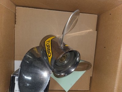 turbo boat propeller 3 blade stainless RH 4.25 gear case merc honda hub kit incl