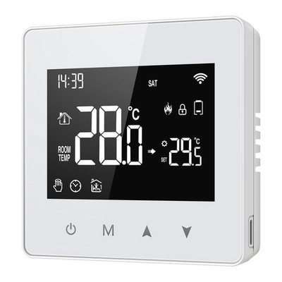 Tuya WiFi Smart Thermostat Gas Boiler Temp Controller Voice Remote White ABS
